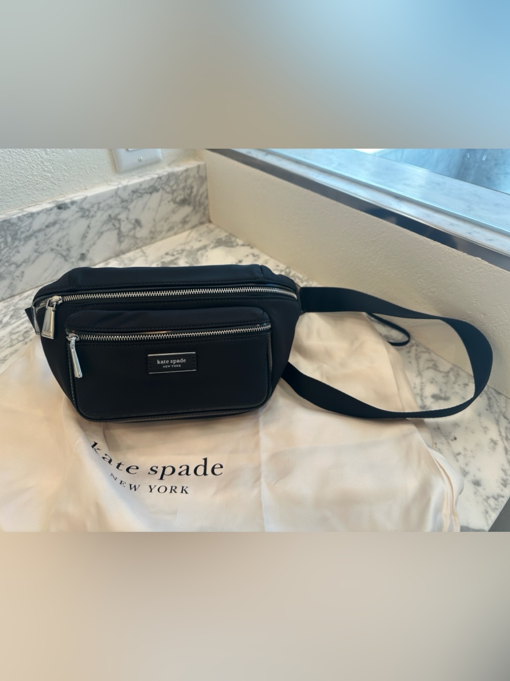 Kate Spade Black Nylon Belt Bag with Silver Hardware - Picture 3 of 10